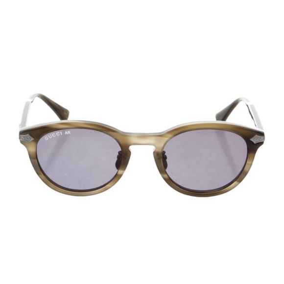 Gucci Dark Olive Titanium Keyhole Sunglasses